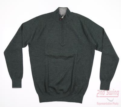 New Mens Peter Millar 1/4 Zip Sweater Small S Green MSRP $365 MF19S06