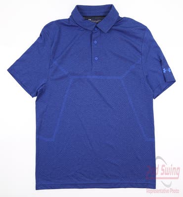 New Mens Under Armour Golf Polo Small S Blue MSRP $60