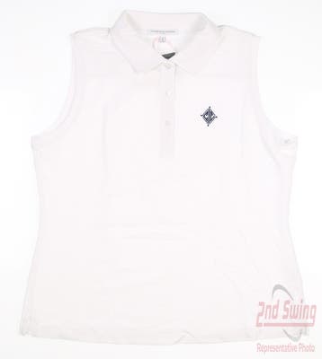New W/ Logo Womens Fairway & Greene Golf Sleeveless Polo Large L White MSRP $90
