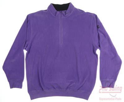 New W/ Logo Mens DONALD ROSS 1/4 Zip Pullover Large L Purple MSRP $150 DR230LS-215