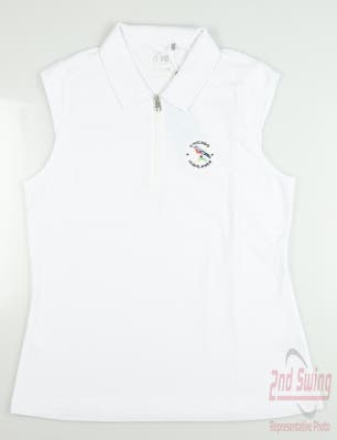 New W/ Logo Womens Nivo Sport Golf Sleeveless Polo Medium M White MSRP $70