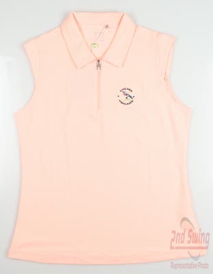 New W/ Logo Womens Nivo Sport Golf Sleeveless Polo Medium M Orange MSRP $70