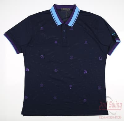 New W/ Logo Mens G-Fore Golf Polo Large L Twilight MSRP $120 G4MF21K46