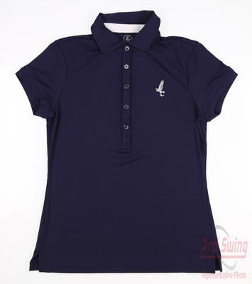 New W/ Logo Womens Fairway & Greene Claire Made in USA Polo X-Small XS Eclipse MSRP $100