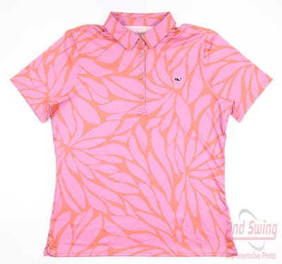 New Womens Vineyard Vines Golf Polo Small S Passion Fruit Bloom MSRP $85