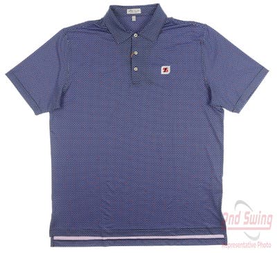 New W/ Logo Mens Peter Millar Golf Polo Large L Navy Blue MSRP $110