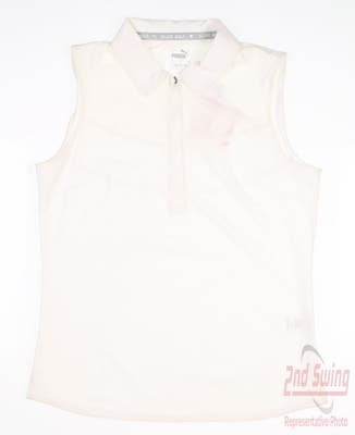 New Womens Puma Harding Sleeveless Polo Small S Bright White MSRP $50