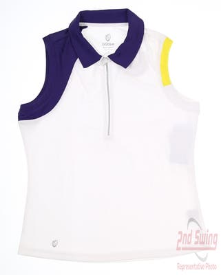 New Womens GG BLUE Lisa Sleeveless Polo Large L Multi MSRP $75