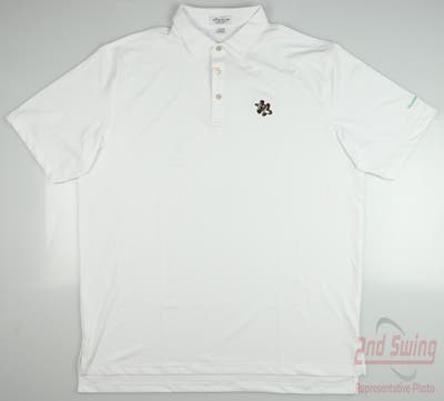 New W/ Logo Mens Peter Millar Golf Polo X-Large XL White MSRP $84 ME0EK01S