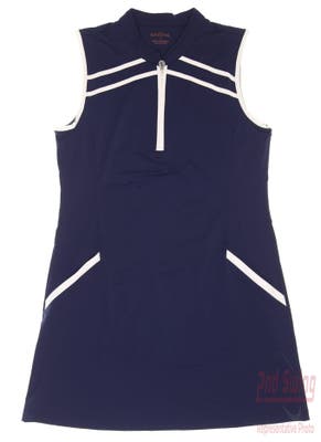 New Womens Kinona Sleeveless Golf Dress Large L Navy Blue White MSRP $180