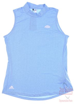 New W/ Logo Womens Adidas Sleeveless Polo Medium M Blue MSRP $60