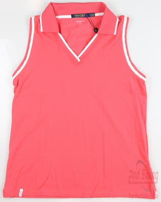 New Womens Ralph Lauren Sleeveless Golf Polo Large L Peaceful Coral MSRP $90