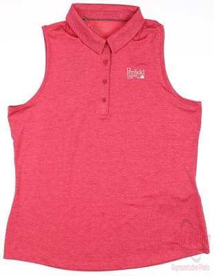 New W/ Logo Womens Under Armour Golf Sleeveless Polo X-Large XL Pink MSRP $55