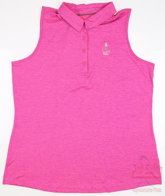 New W/ Logo Womens Under Armour Golf Sleeveless Polo X-Large XL Pink MSRP $70