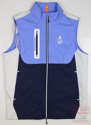 New W/ Logo Womens Peter Millar Golf Vest Small S Blue MSRP $178