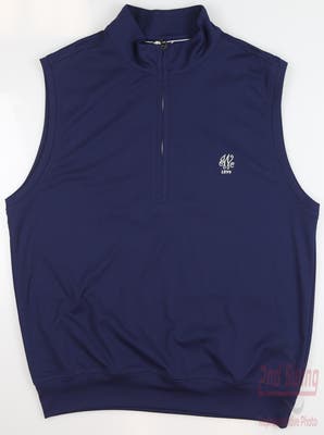 New W/ Logo Mens DONALD ROSS 1/2 Zip Sweater Vest Small S Navy Blue MSRP $185