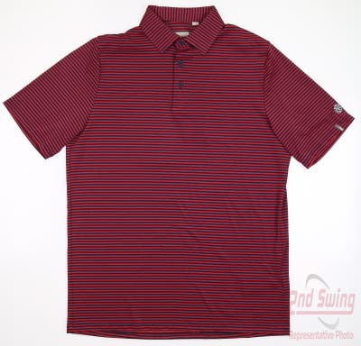 New W/ Logo Mens KJUS Golf Polo Small S Multi Red Blue MSRP $100