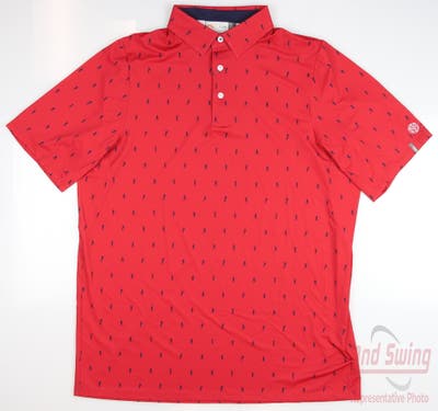 New W/ Logo Mens KJUS Golf Polo X-Large XL Red MSRP $100