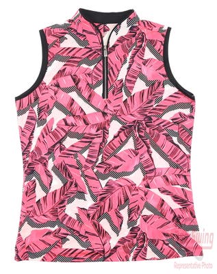 New Womens Tail Sleeveless Golf Polo Large L Pink/Black/White MSRP $96
