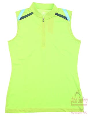 New Womens EP NY Sleeveless Golf Polo Small S Lime Green MSRP $74