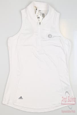 New W/ Logo Womens Adidas Golf Sleeveless Polo X-Small XS White MSRP $60