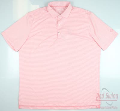 New W/ Logo Mens Johnnie-O Lyndon Polo X-Large XL Pink Sands MSRP $89