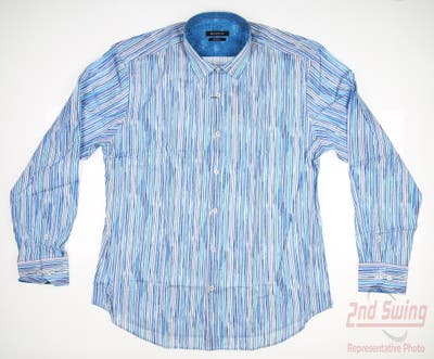 New Mens BUGATCHI Button Up X-Large XL Blue MSRP $179