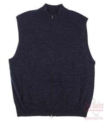 New Mens Dunning Lagmore Wool and Cashmere Full Zip Vest Large L Halo Heather MSRP $300