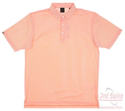 New Mens Dunning Golf Polo Large L Coral/White MSRP $89