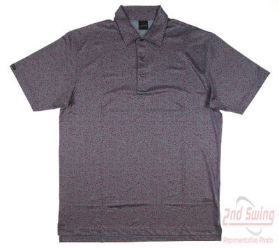 New Mens Dunning Alston Jersey Performance Polo Large L Fragment Heather/Poppy MSRP $89