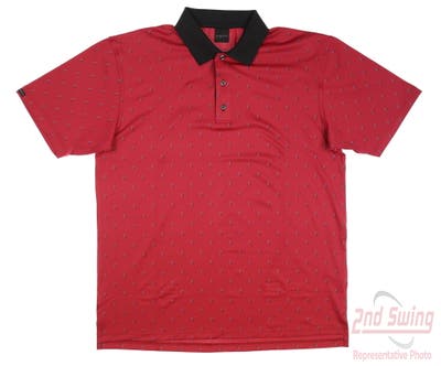 New Mens Dunning Fenton Jersey Performance Polo Large L Poppy MSRP $89