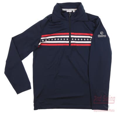 New W/ Logo Mens Puma Independence 1/4 Zip Pullover Small S Navy Blazer/Bright White MSRP $90