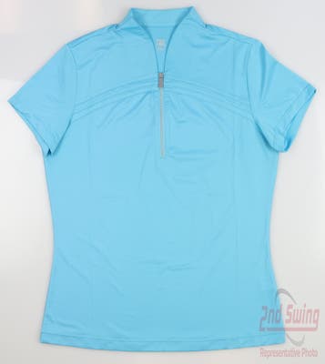 New Womens Tail Zip Top Golf Polo Small S Oceana Blue MSRP $90