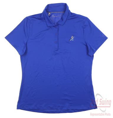 New W/ Logo Womens Under Armour Golf Polo Large L Blue MSRP $55