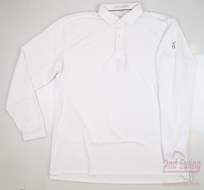 New W/ Logo Mens Holderness and Bourne The Abbott Long Sleeve Polo Medium M White MSRP $110