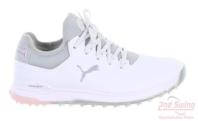 New Womens Golf Shoe Puma ProAdapt Alphacat 7.5 White/Silver/Pink MSRP $130 376157 01