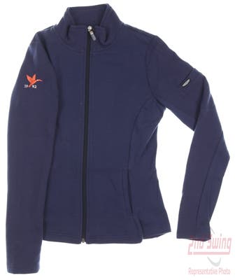 New W/ Logo Womens Straight Down Swing Jacket X-Small XS Navy Blue MSRP $106
