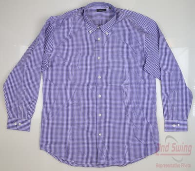 New W/ Logo Mens Turtleson Golf Button Up Large L Purple MSRP $135