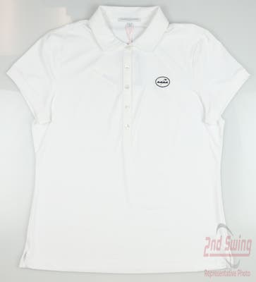 New W/ Logo Womens Fairway & Greene Claire Polo Large L White MSRP $108