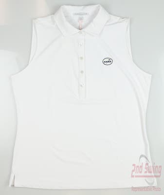 New W/ Logo Womens Fairway & Greene Golf Sleeveless Polo Large L White MSRP $105