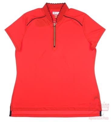 New Womens Greg Norman Golf Polo Large L FIRE Red MSRP $80