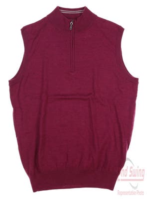 New Mens Peter Millar 1/4 Zip Sweater Vest Medium M Raspberry MSRP $168