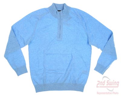 New Mens Dunning Lagmore Wool and Cashmere 1/4 Zip Sweater Large L Cayman Heather MSRP $275