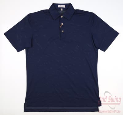 New Mens Peter Millar Golf Polo Large L Navy Blue MSRP $94