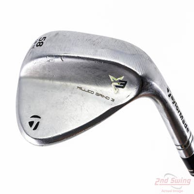 TaylorMade Milled Grind 3 Raw Chrome Wedge Lob LW 58° 11 Deg Bounce SB Project X LZ 5.0 Steel Regular Right Handed 35.5in