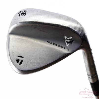 TaylorMade Milled Grind 3 Raw Chrome Wedge Lob LW 58° 11 Deg Bounce SB Dynamic Gold Tour Issue S200 Steel Wedge Flex Right Handed 36.75in