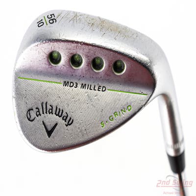 Callaway MD3 Milled Chrome S-Grind Wedge Sand SW 56° 10 Deg Bounce S Grind True Temper Dynamic Gold Steel Wedge Flex Right Handed 35.75in