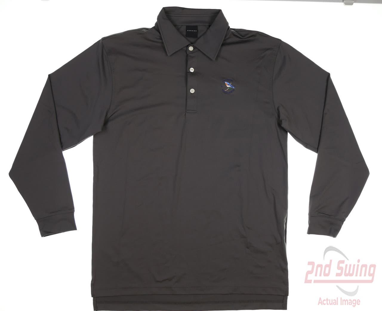 New W/ Logo Mens Dunning Golf Long Sleeve Polo Large L Gray MSRP $95