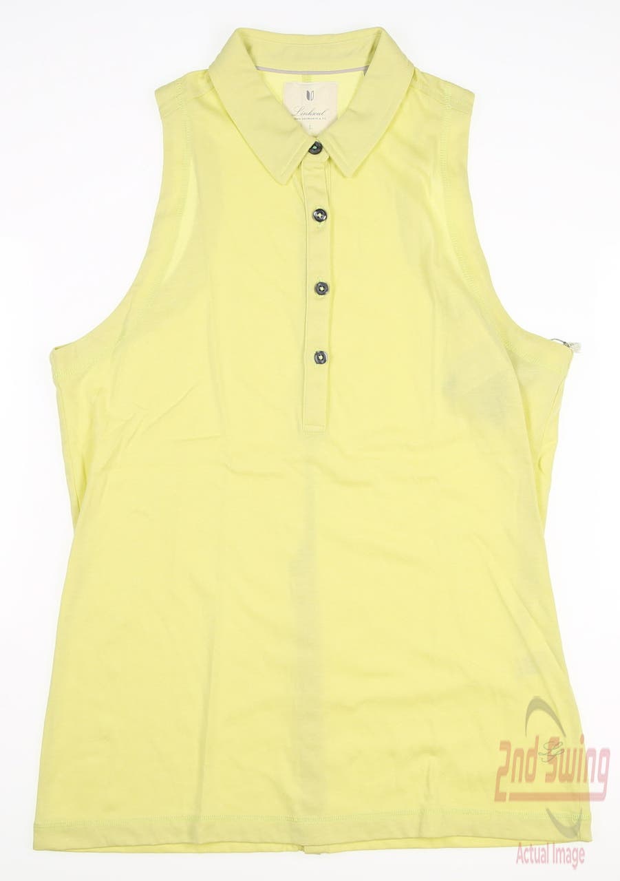 New Womens LinkSoul Golf Sleeveless Polo Large L Citron MSRP $68 LSW137