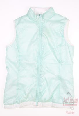 New Womens Footjoy Reversible Vest X-Small XS Aquamarine/White MSRP $165 27762
